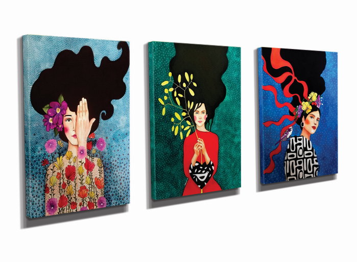 Wallity UDC10 Set de 3 Cuadros de Lienzo Multicolor